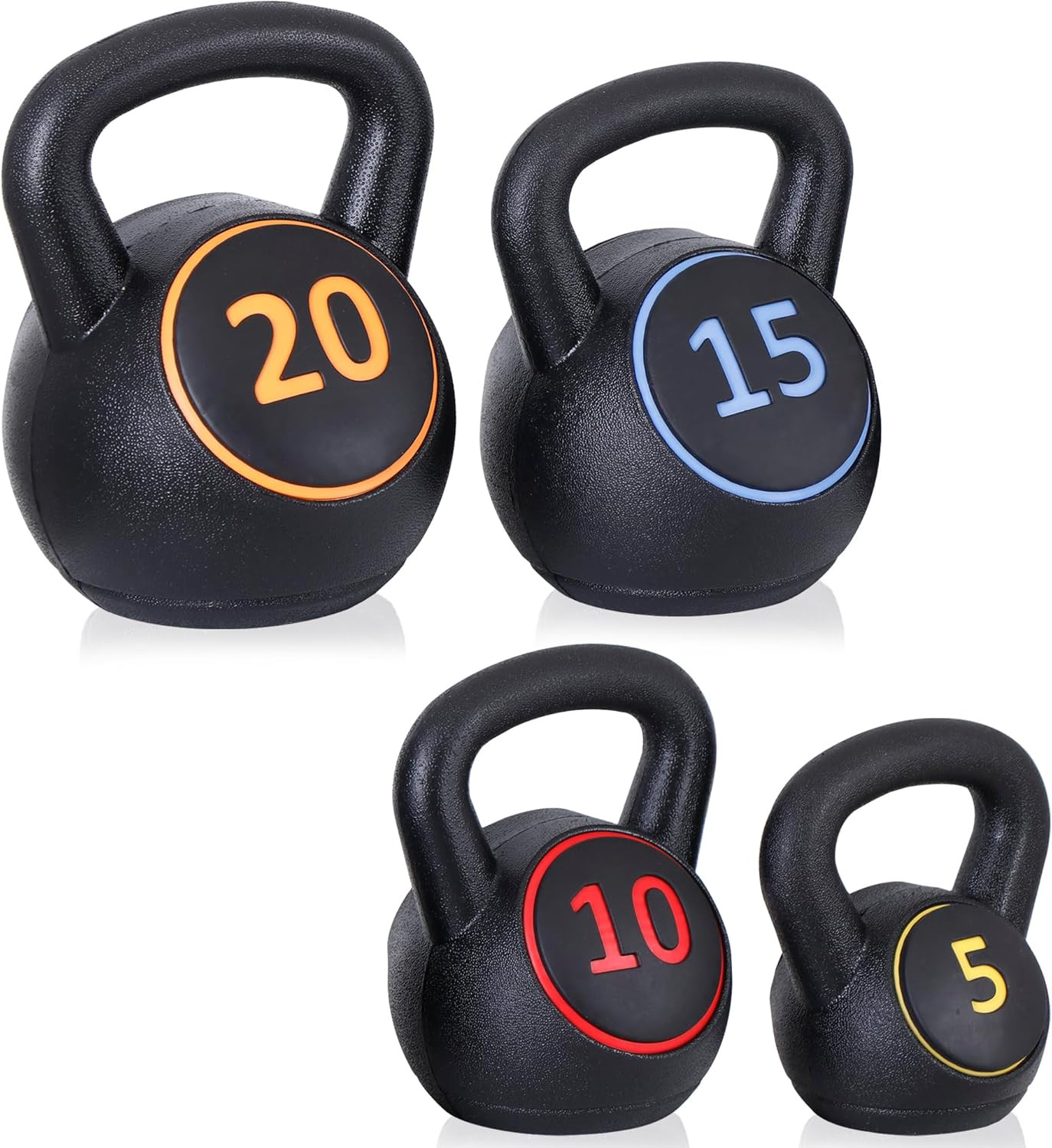4-Piece Kettlebells Weights Set, Wide Grip Strength Training Soft Kettlebell, Ex