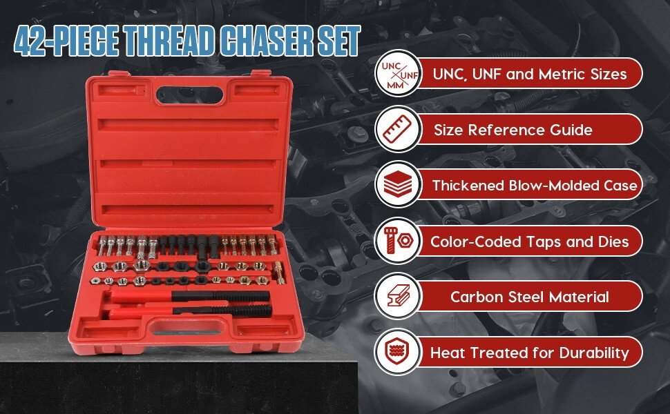 Thread Chaser Set Thread Repair Clean Restorer Kit UNF UNC Rethreading Tap & Die