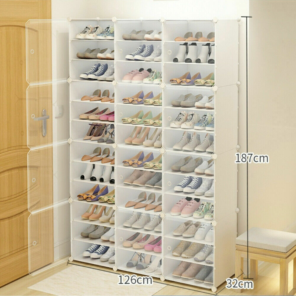 12-Tier Shoe Rack Organizer Stackable Closet 96/72 Pair Shoe Box Storage Cabinet