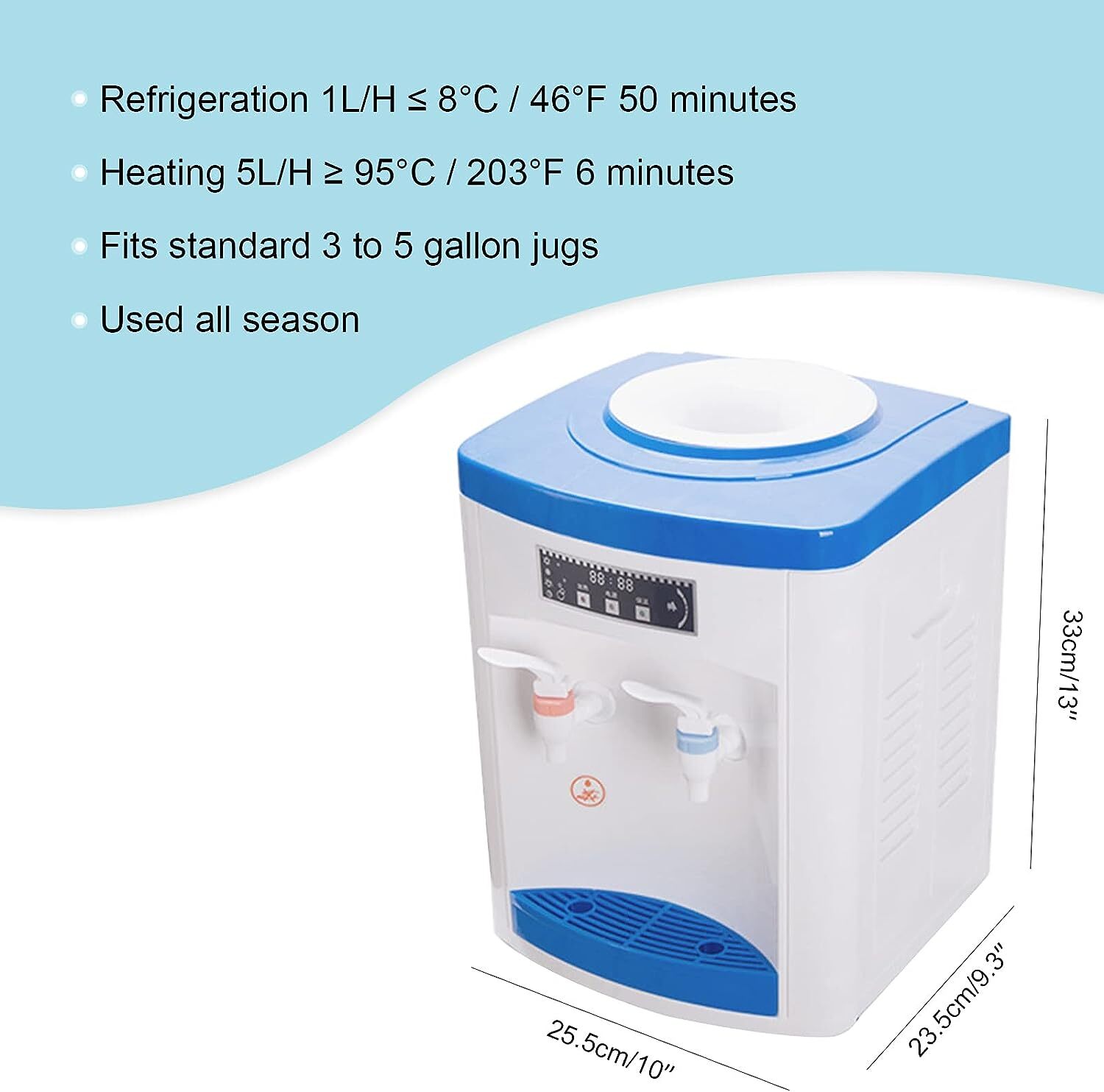 5 Gallon Cold + Hot Water Cooler Dispenser Freestanding Top Loading Detachable!