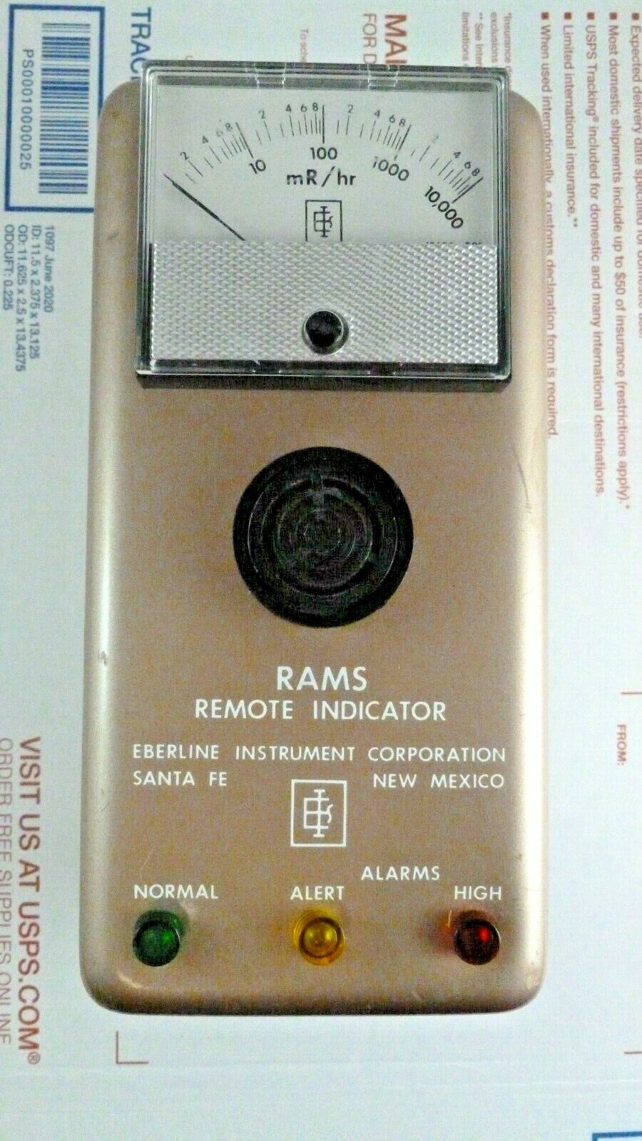 Vintage Eberline RAMS Remote Indicator Radiation Gamma Meter Geiger Counter RI-1