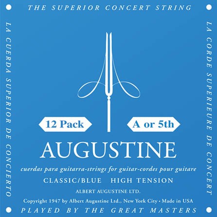 Classic/Blue - High Tension Nylon Guitar Strings 12 Pack of A (5th) Strings Augu