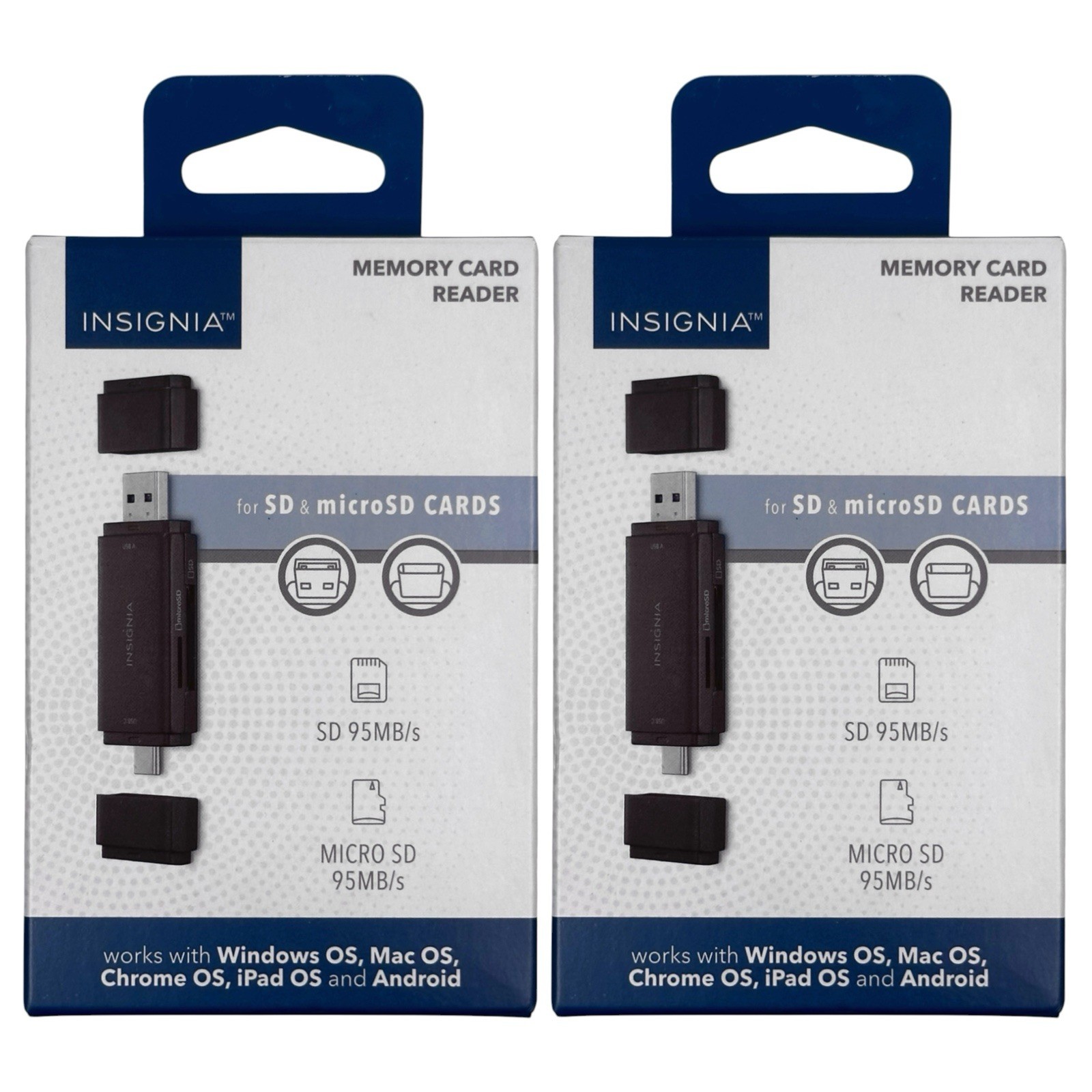 Lot of 2 Insignia USB 3.0 SD & MicroSD Memory Card Reader (BRAND NEW/OPEN BOX)