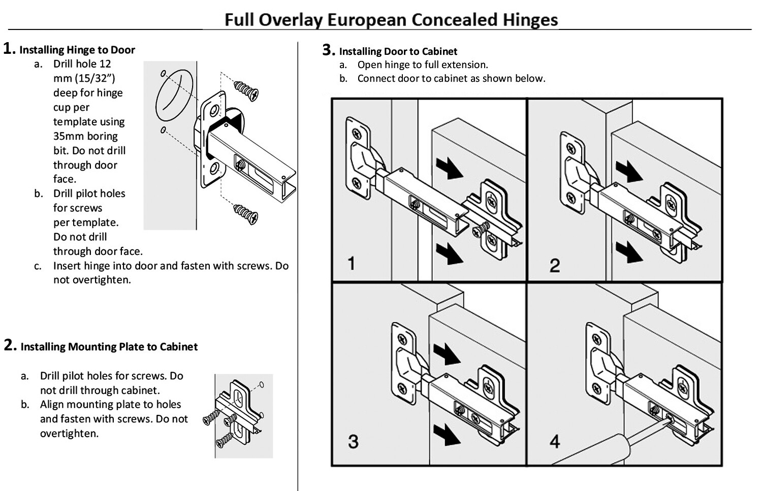 Berta Full Overlay Frameless Concealed Cabinet Hinges (60 Pack)