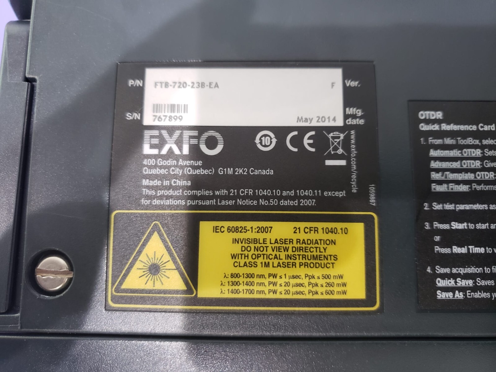 Exfo FTB-1-S2-8G,iOLM W/FTB-720-23B-EA