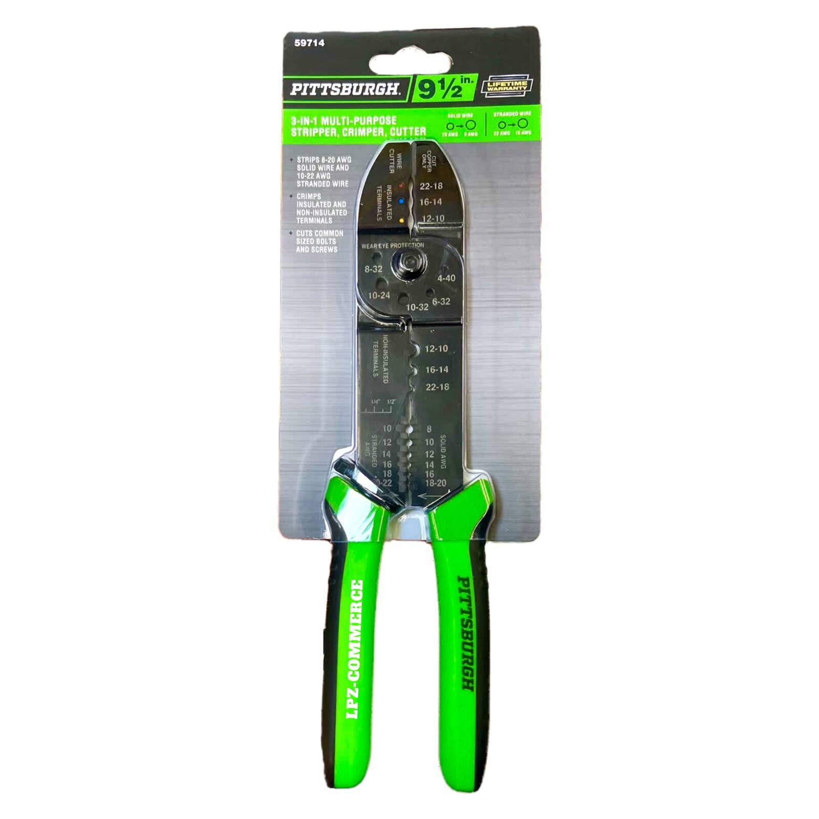 PITTSBURGH 59714 Tools 9-1/2" 3-IN-1 MULTI-PURPOSE STRIPPER, CRIMPER, CUTTER