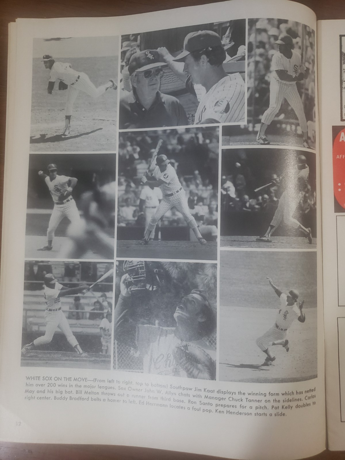 1974 Chicago White Sox vs. Cleveland Indians Program Melton Carty Dent