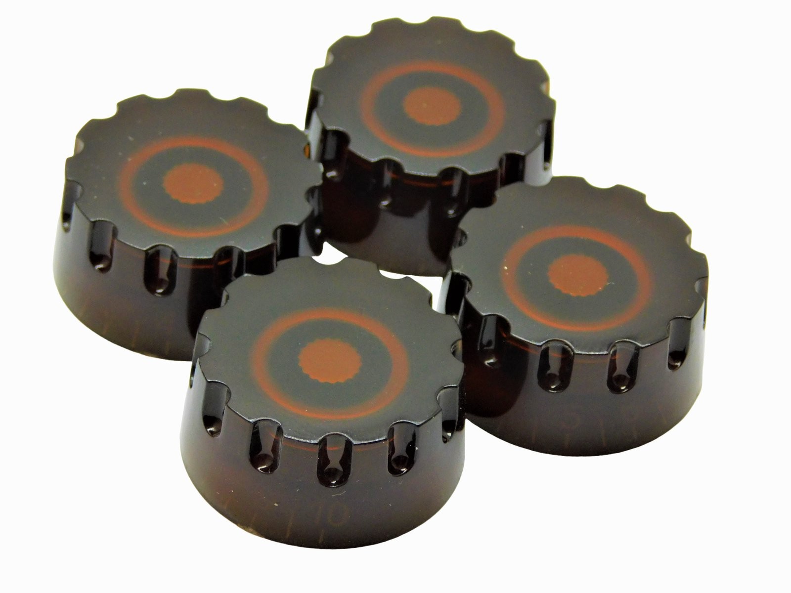 Knurled Guitar Speed Control Knobs Volume Tone Les Paul Metric Dark Amber