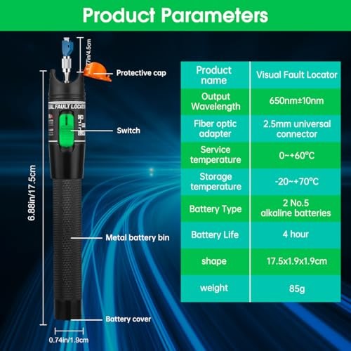 Fiber Optic Tester Kit VFL Power Meter Stripper