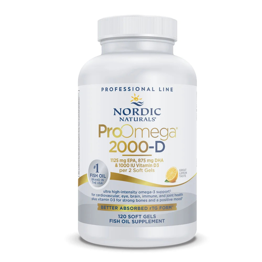 Nordic Naturals ProOmega 2000-D - Concentrated Omega-3s with Vitamin D3, 120 Ct
