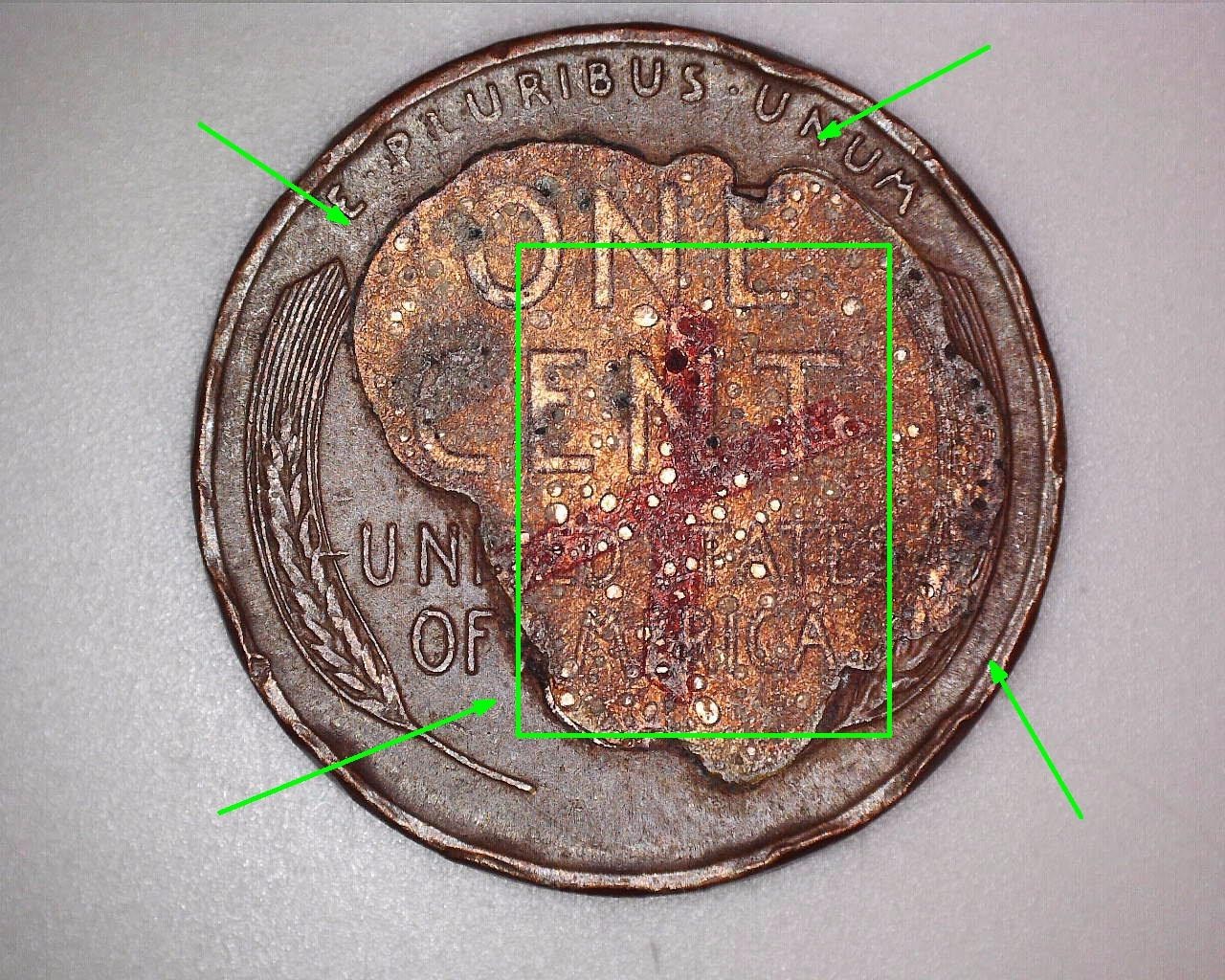 1946 - S Lincoln Wheat Cent ~ Grease? It's solid. Holes, Red X? Business Marks.