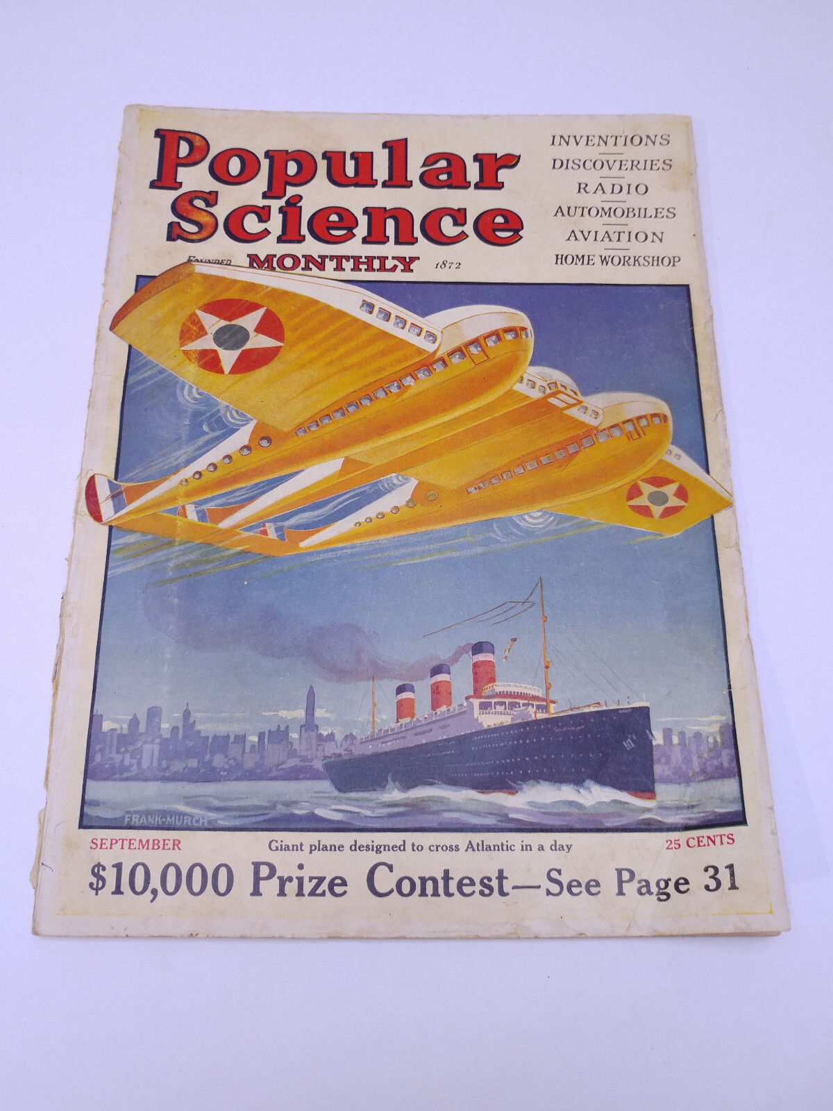 September 1925 Popular Science Monthly Magazine Giant Plane to Cross Atlantic