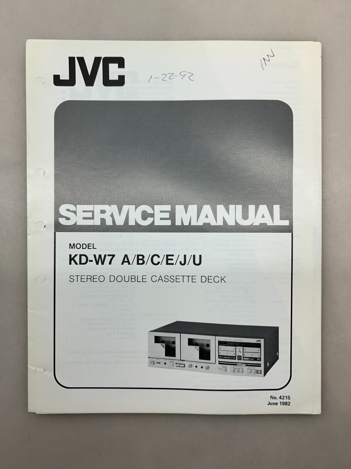 JVC KD-W7 Original Service Manual Free Shipping