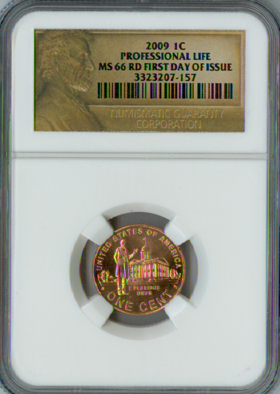 2009 LINCOLN CENT PROFESSIONAL LIFE NGC MS66 RD FDI BUSINESS STRIKE .
