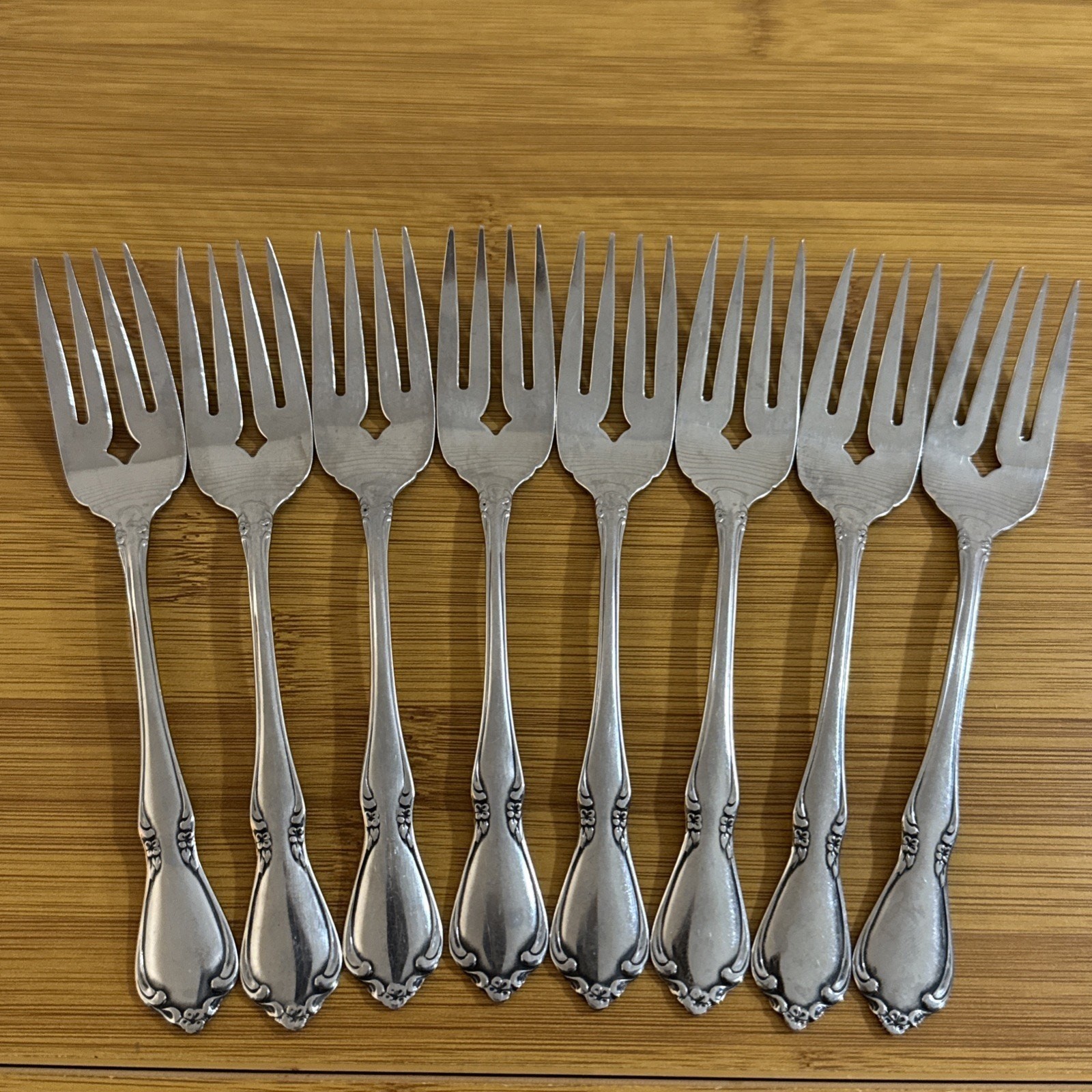 8 Vintage Salad Forks - OneidaCraft Deluxe Flatware Set Chateau Pattern Flatware