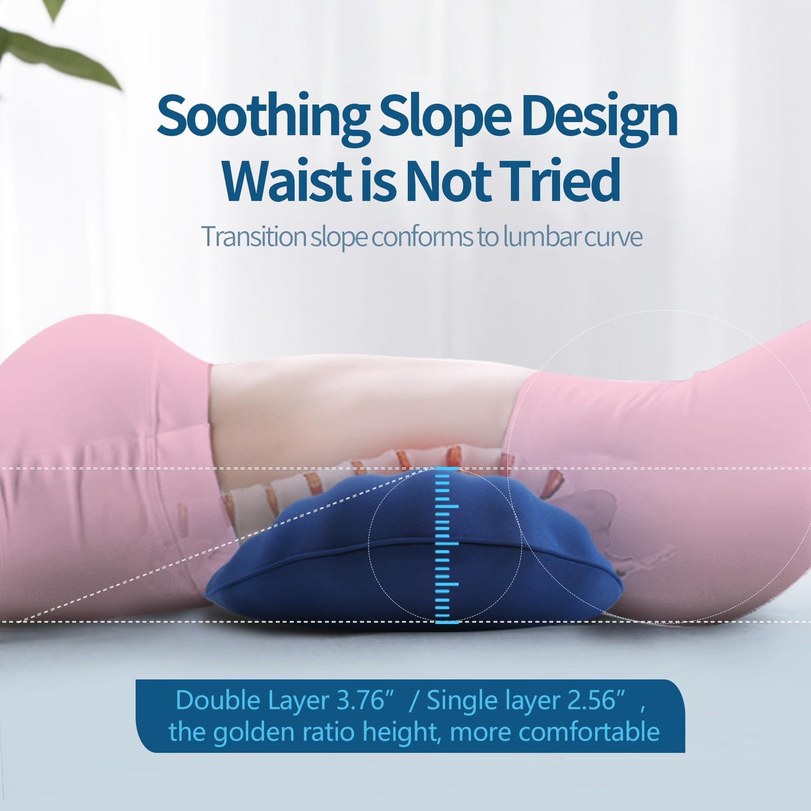 RESTCLOUD Adjustable Lumbar Support Includes a removable pad, Dark Blue