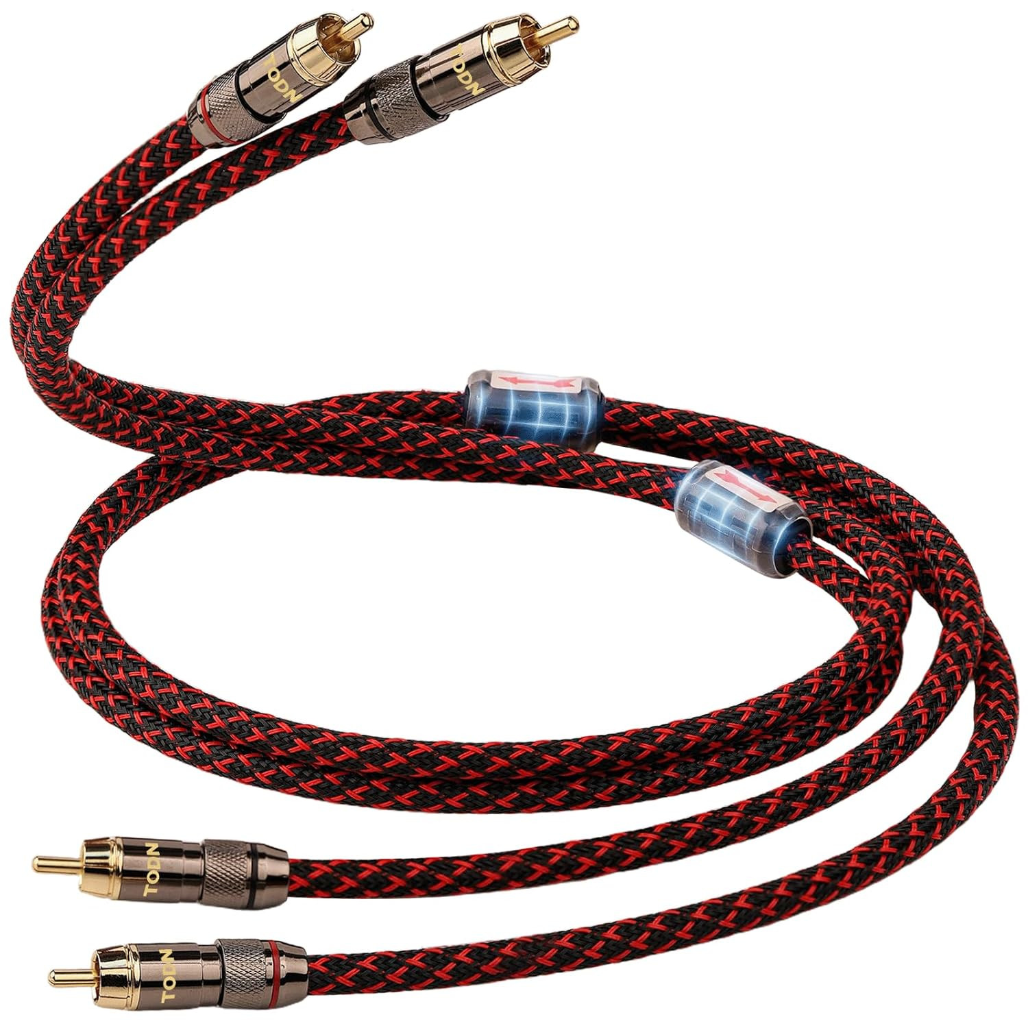 Audiophile RCA Audio Cable w/ 4-Core-Ofc Shielded Stereo 1 Pair 1.64ft 0.5M