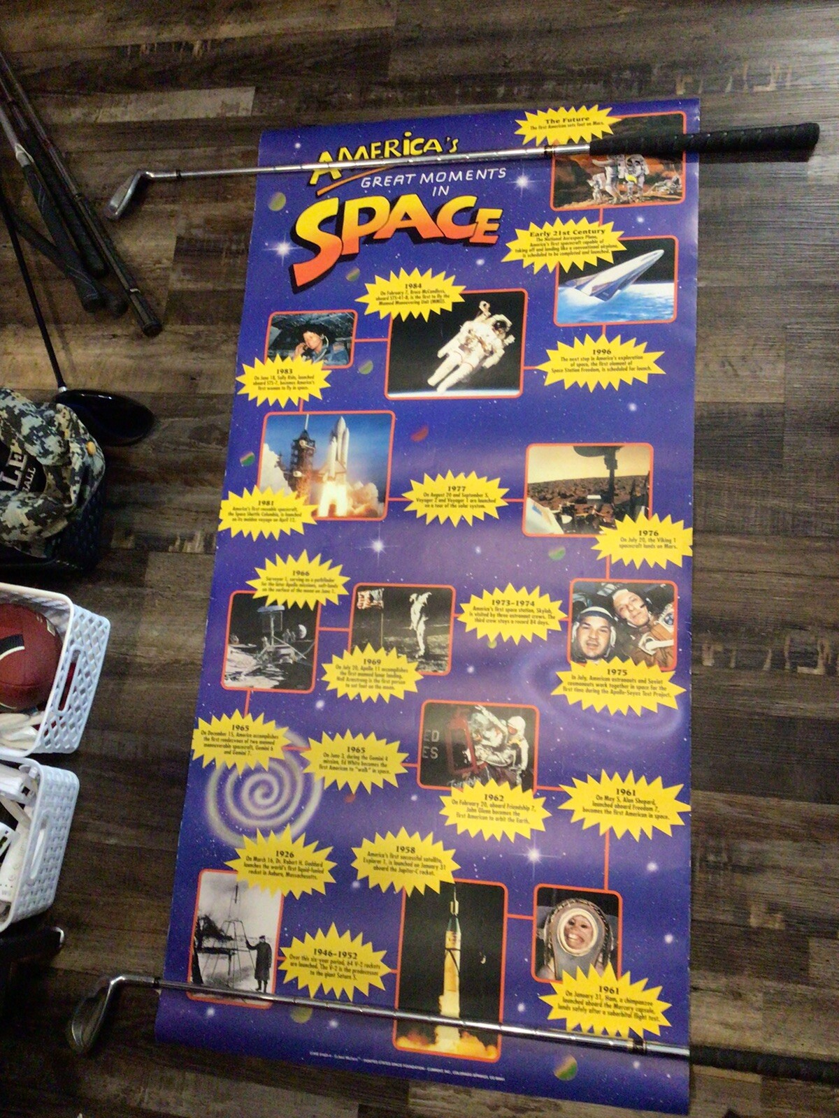 Vintage Americas Great Moments In Space Classroom Poster