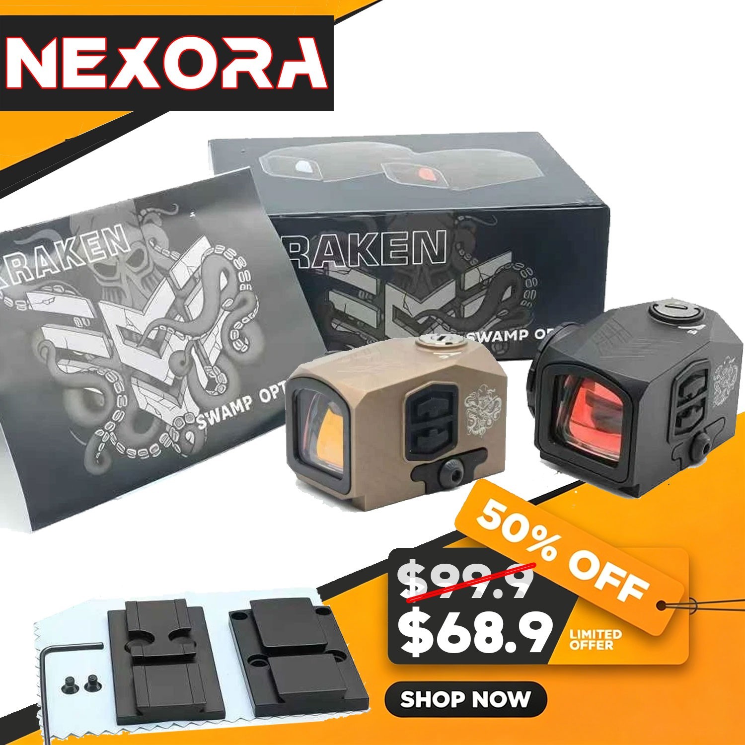 KRAKEN 3MOA RED DOT SIGHT Closed Emitter RMR and MOS Basic Mount Shack Awake