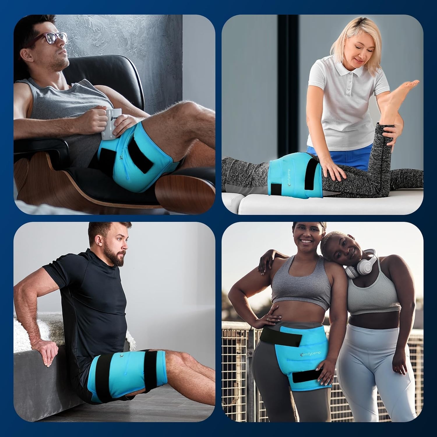Hip Ice Pack Wrap for Sciatica Pain Relief Reusable Gel Cold Hot Therapy Blue...