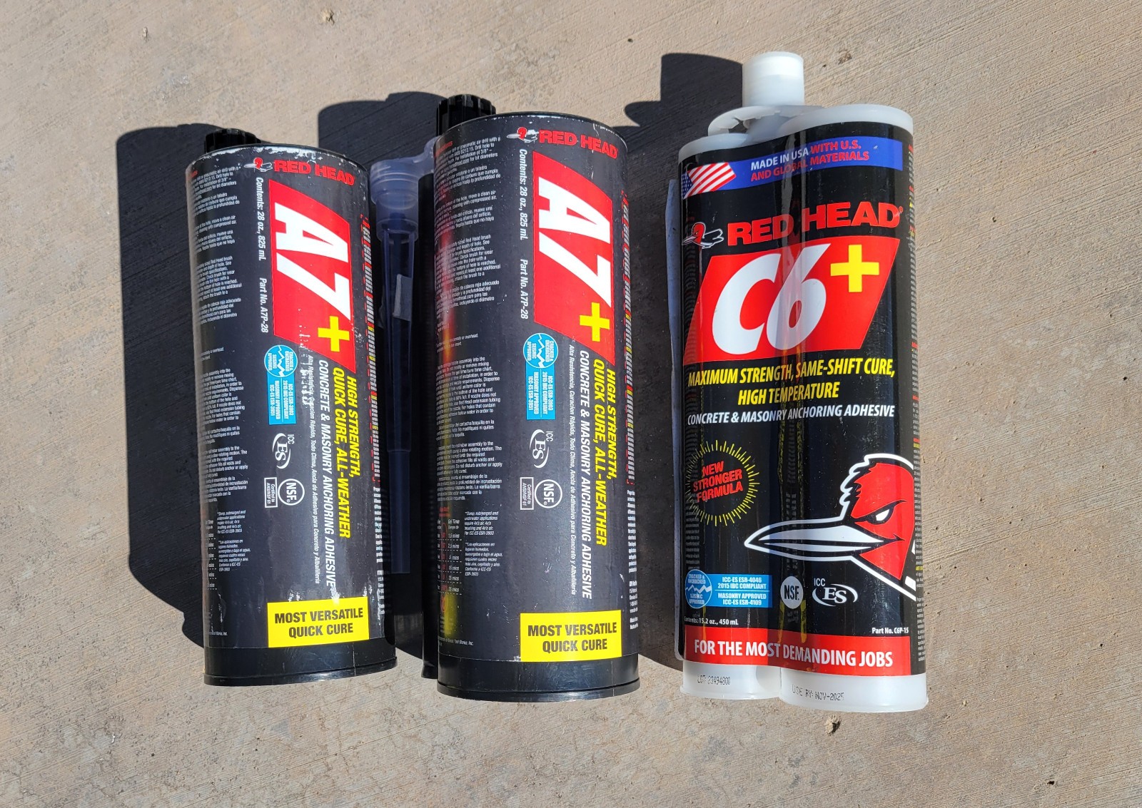 Lot Of 2 Red Head A7+ Epoxy Adhesive Anchoring Systems 28fl Oz  &  C6+ Maximum