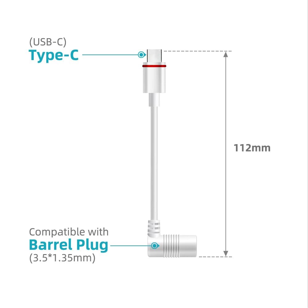Ring Barrel Plug to USB-C Adapter Cameras Barrel Plug Solar Panels