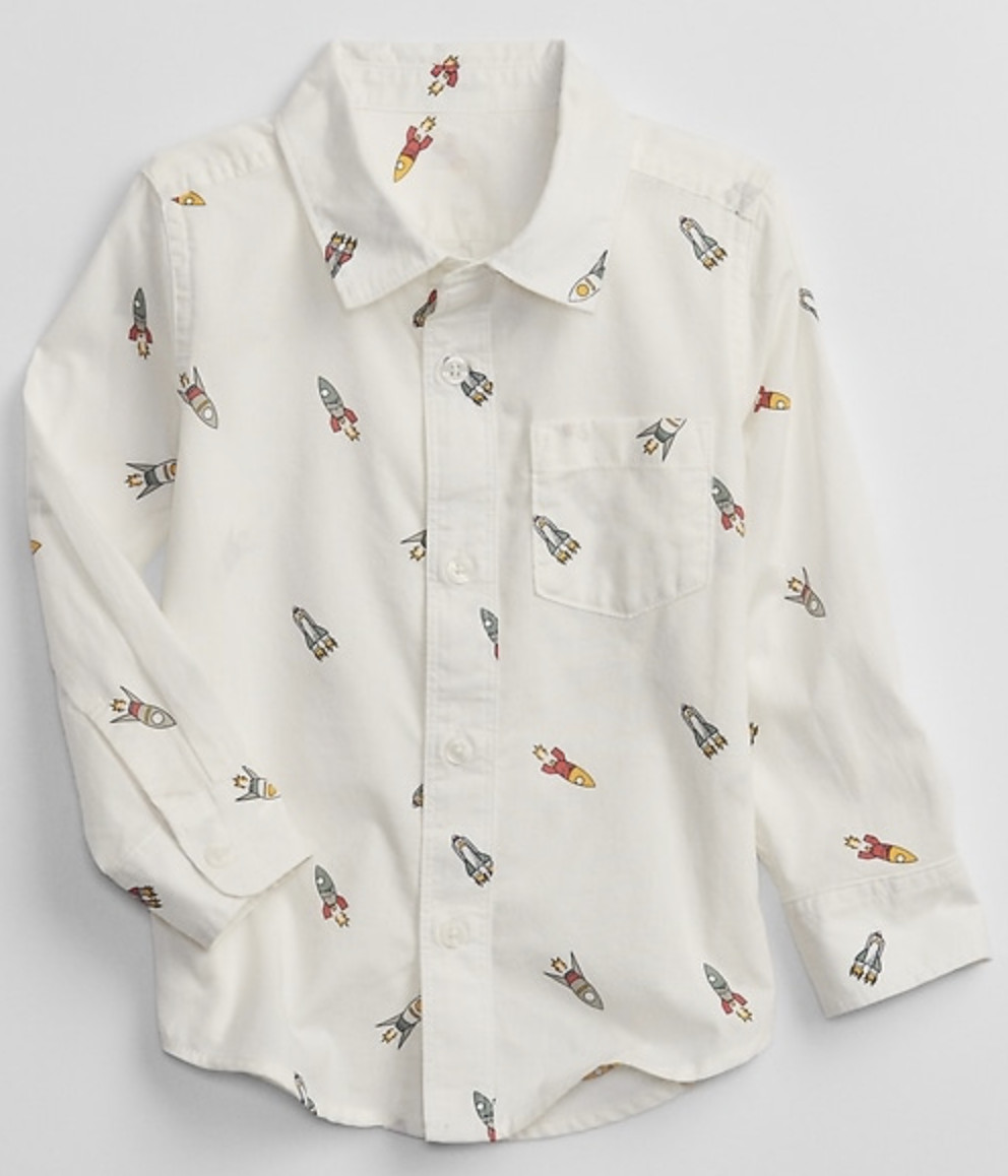 Gap Toddler Boy's Long Sleeve Spaceship Print Shirt. Size 4T. NWT