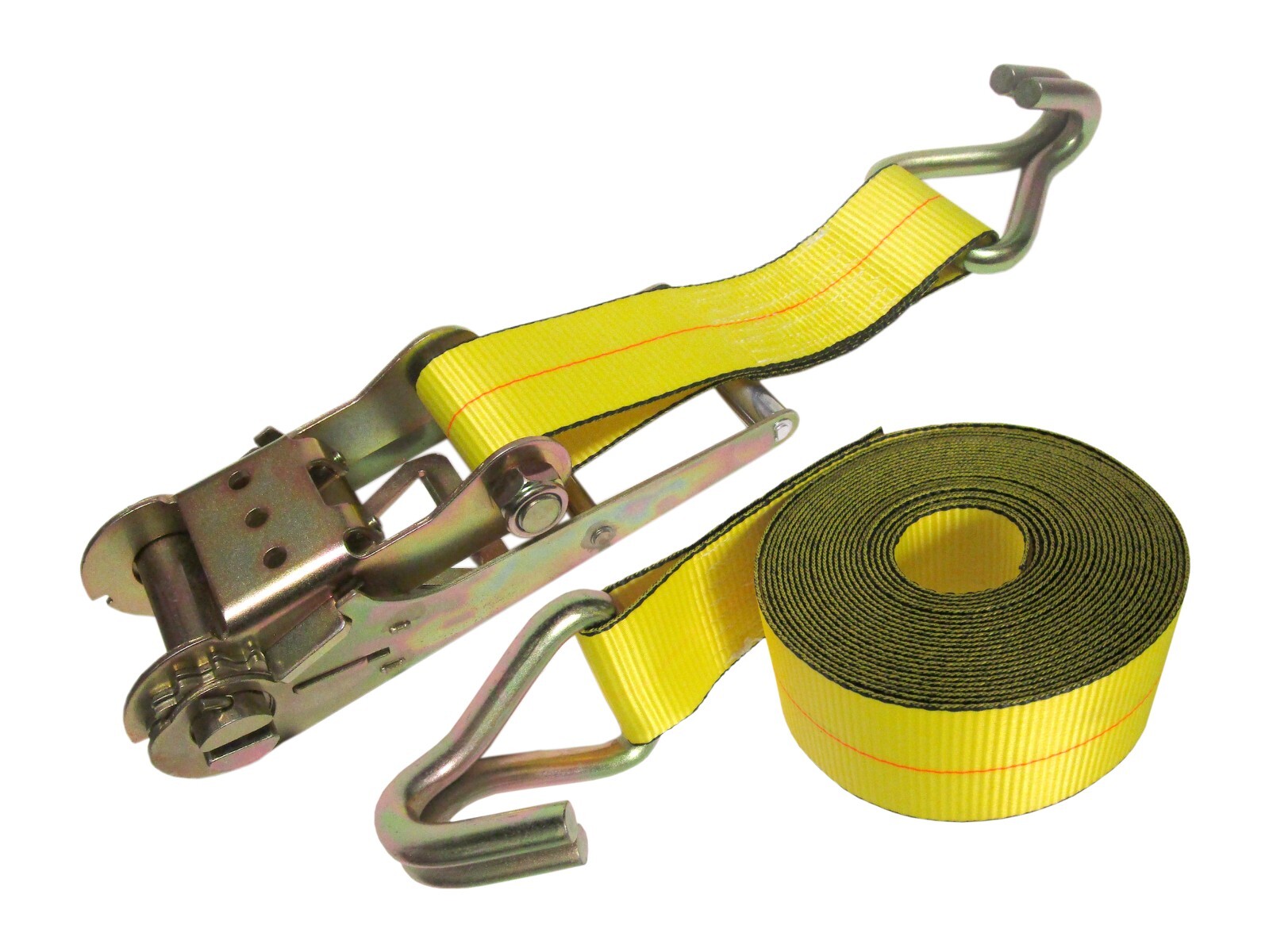 3" x 30' FT Yellow Ratchet Strap w/ Wire J Hooks Heavy Duty 16,200 LBS Capacity