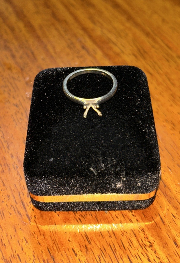 Old Scratched Sterling Silver Engagement Ring Setting marked STER with no stone