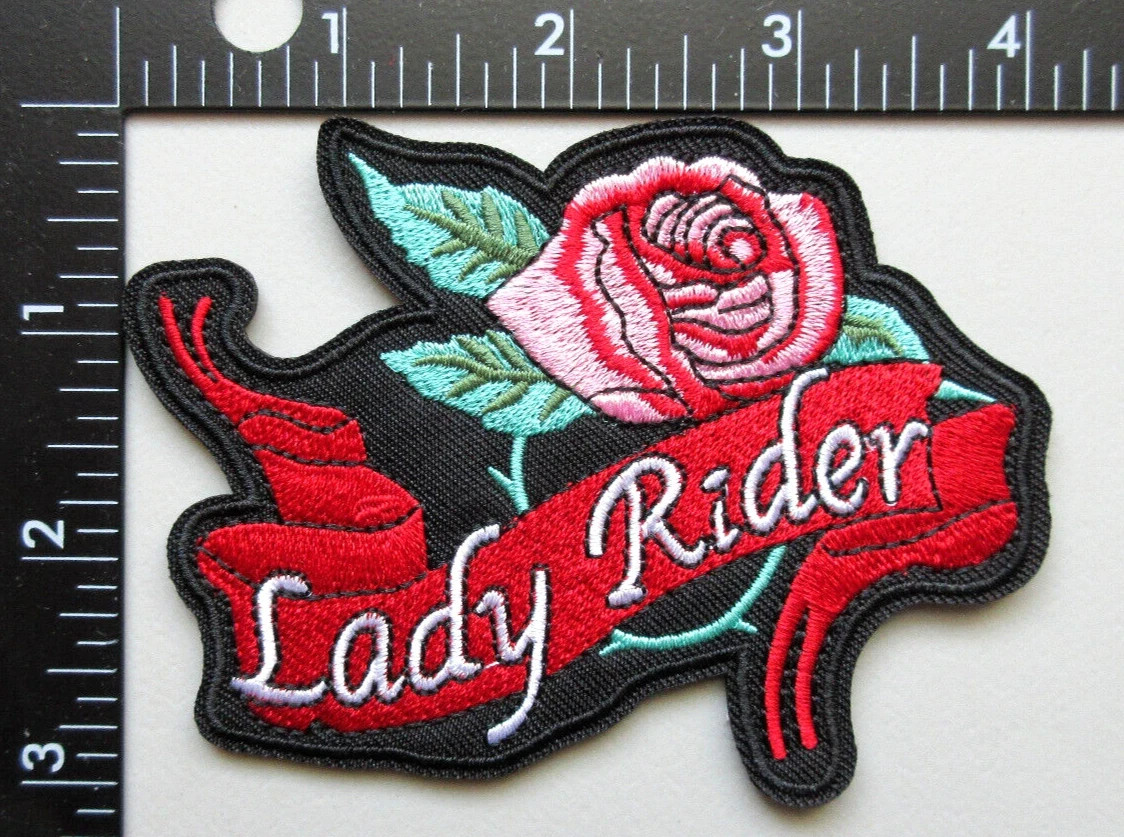 LADY RIDER FLOWER ROSE LADY BIKERS VEST JACKET EMBROIDERED IRON / SEW ON PATCH