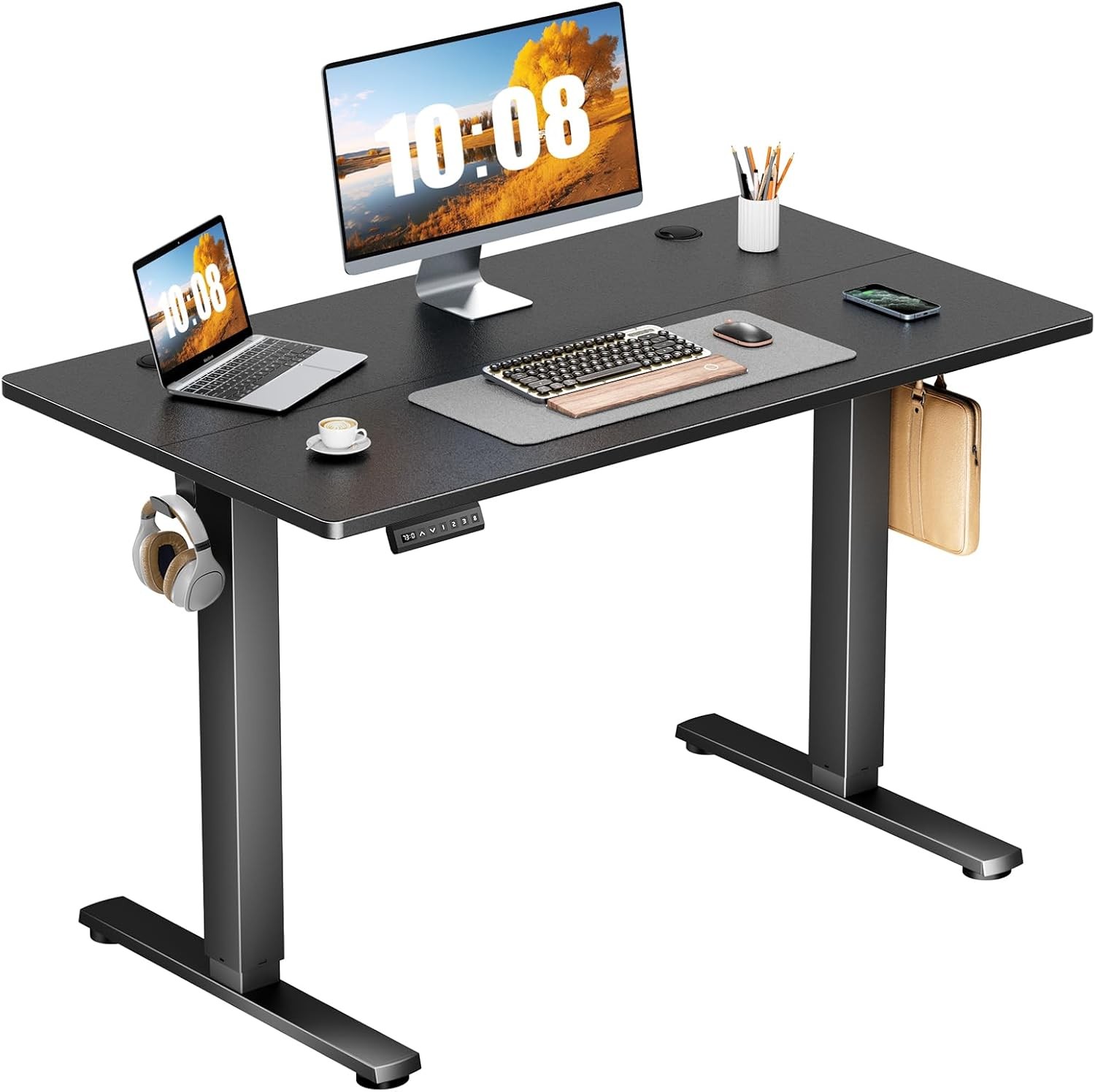 Sweetcrispy Electric Standing Desk Adjustable Height, 55x24 Inch Sit Stand Up Ho