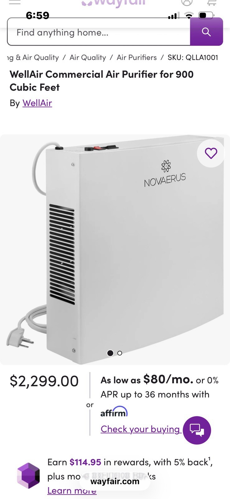 Novaerus NV900 Protect 900 Portable Medical Air Disinfecting Purification System