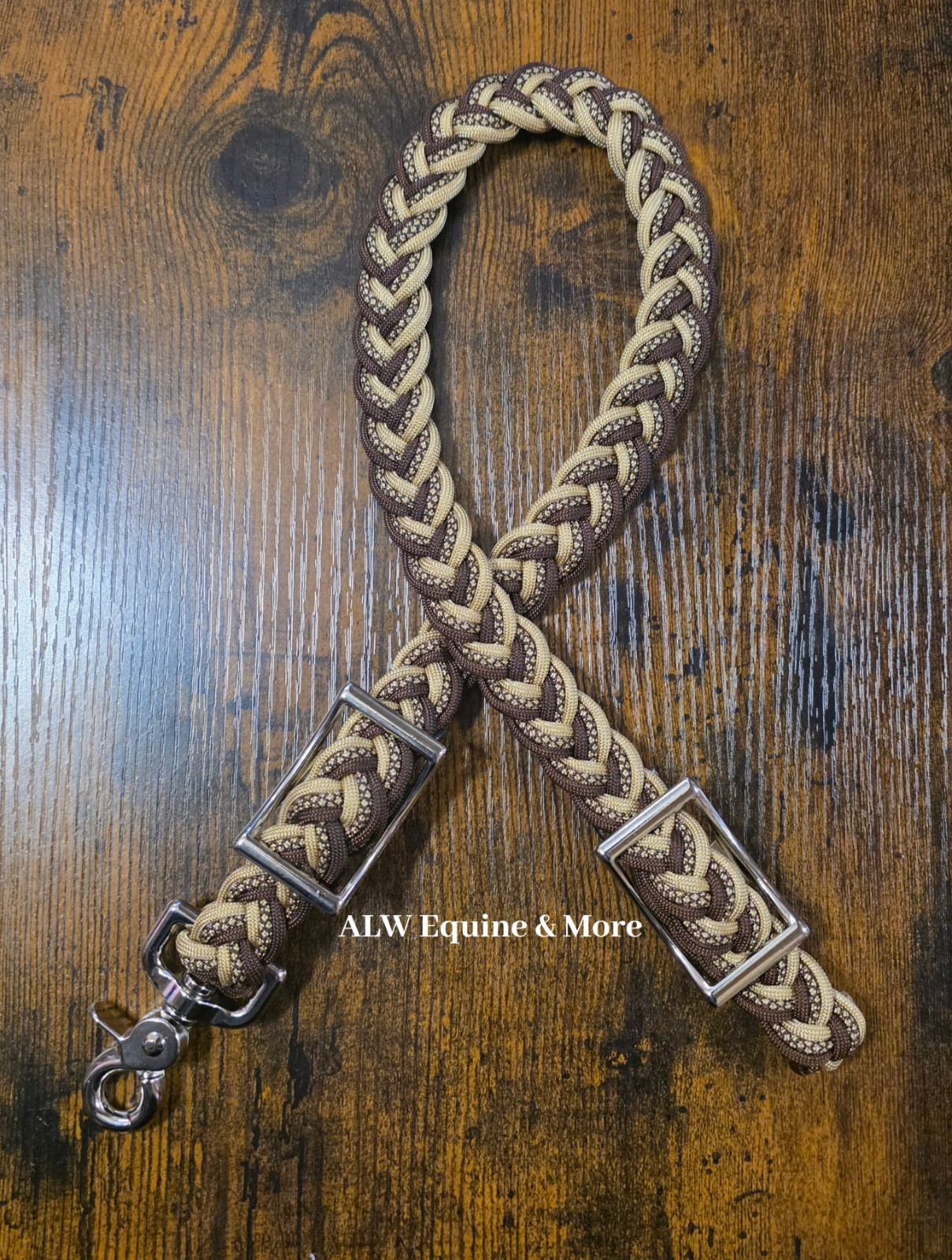 BRAND NEW Brown & Gold Paracord Wither Strap By ALW Equine