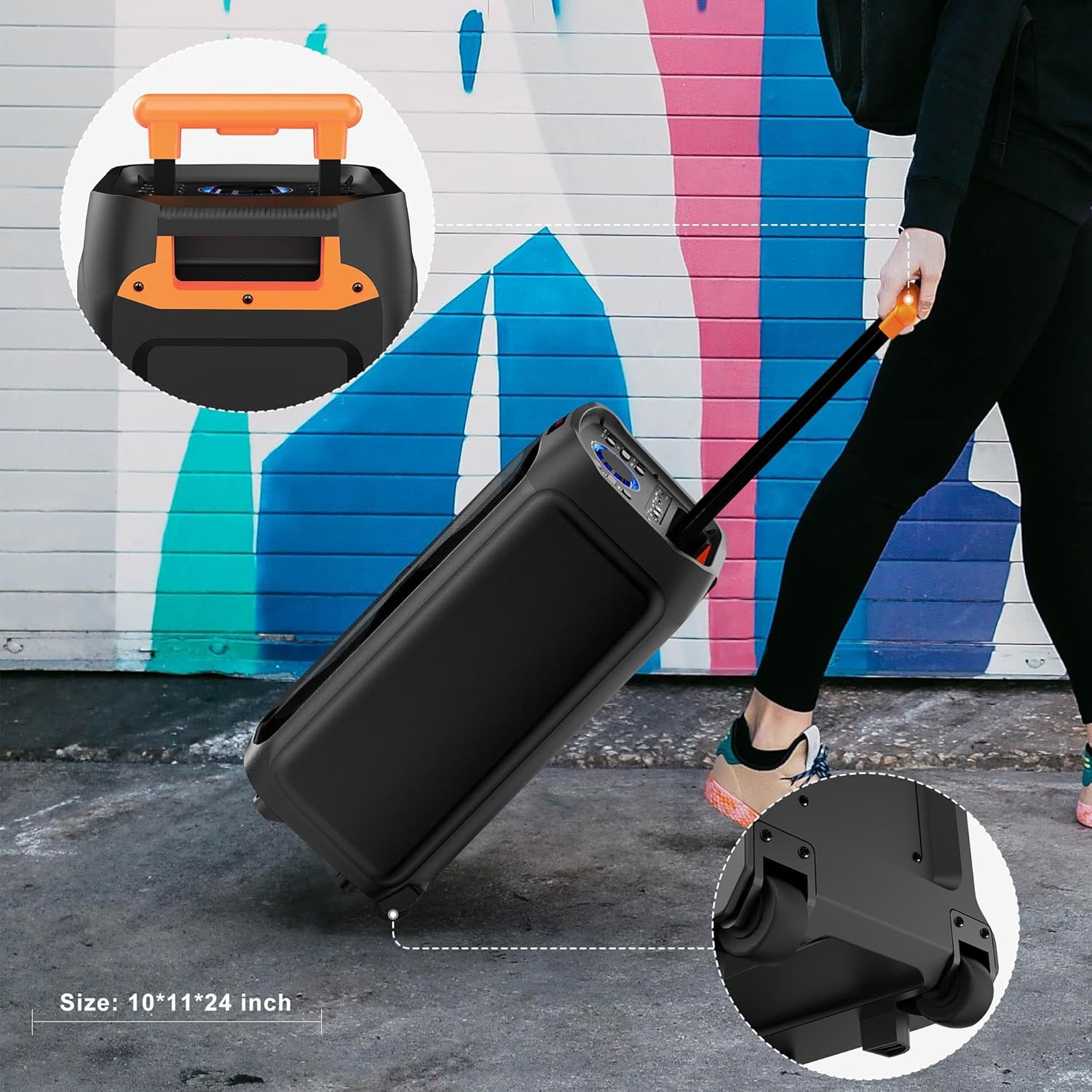 Karaoke Machine with 2 Wireless Microphones, 24" Big Portable Bluetooth Speaker