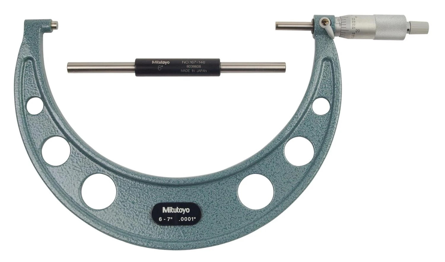 Mitutoyo 103-221 Outside Micrometer 6-7" Range, 0.0001" Graduation, +/-0.0002" A