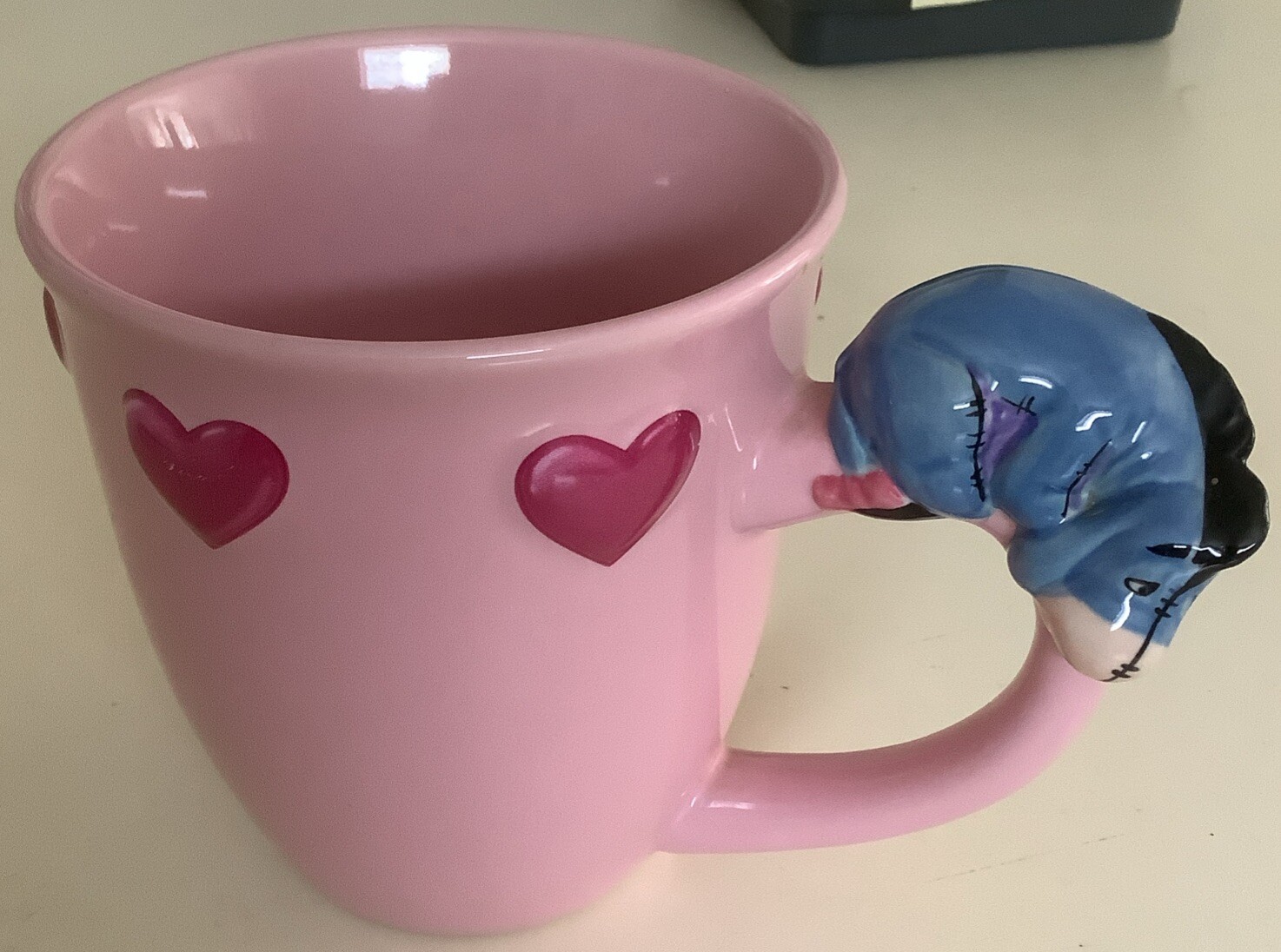 Disney Store Eeyore 3D Heart Handle Mug Cup Pink