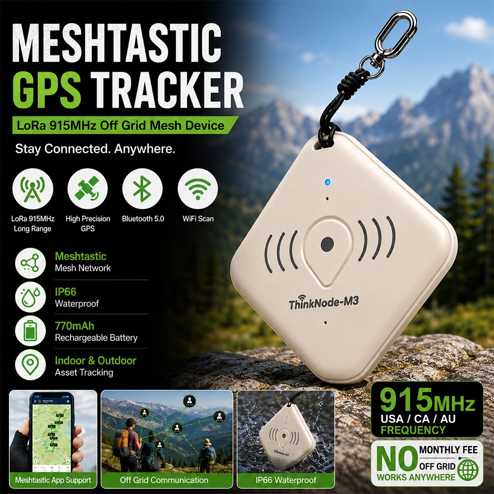 LoRa GPS Tracker 915MHz Meshtastic Compatible Off Grid Mesh Wifi Device Tracker