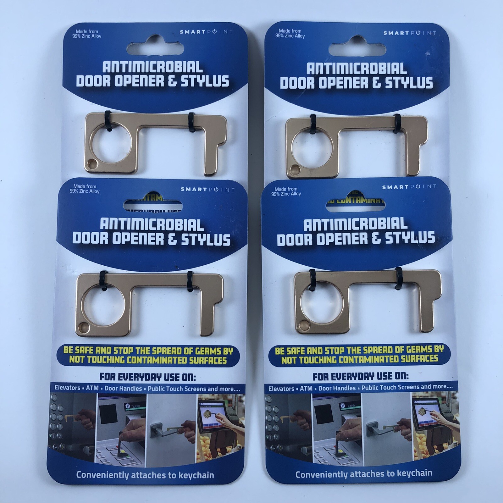 Smart Point Antimicrobial Door Opener Stylus Gold (4-pack Key) Pad Touch Screen