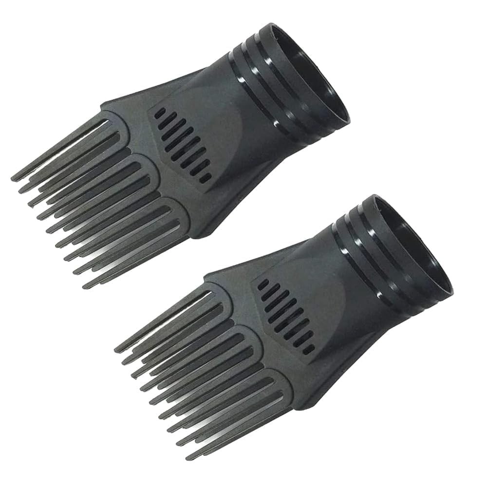 2Pcs Black Plastic Universal Blow Hair Dryer Comb Attachment for Straightening,