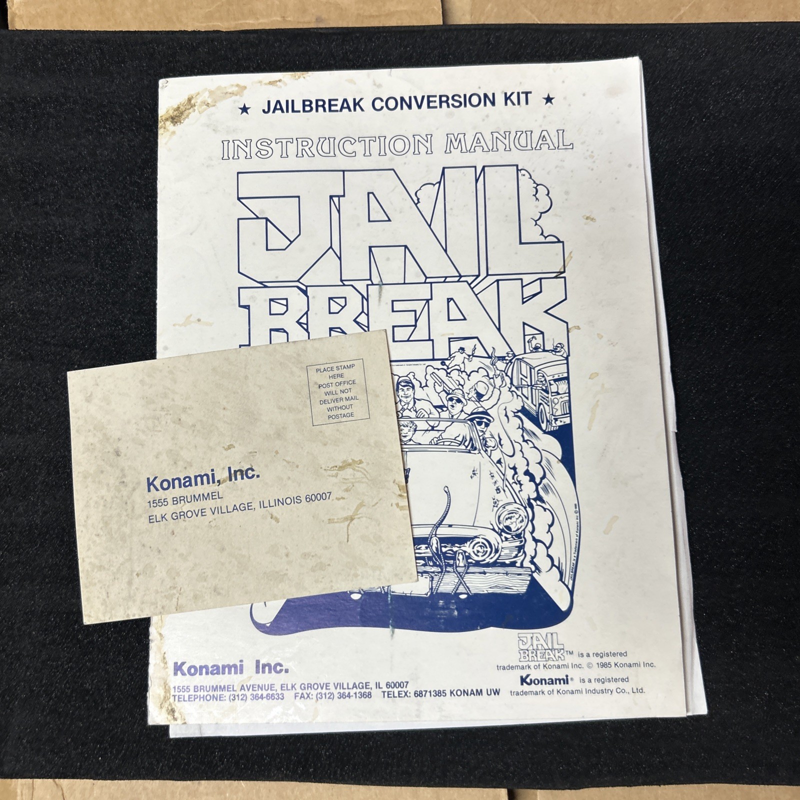 original  arcade video game owners manual Jail Break Konami￼