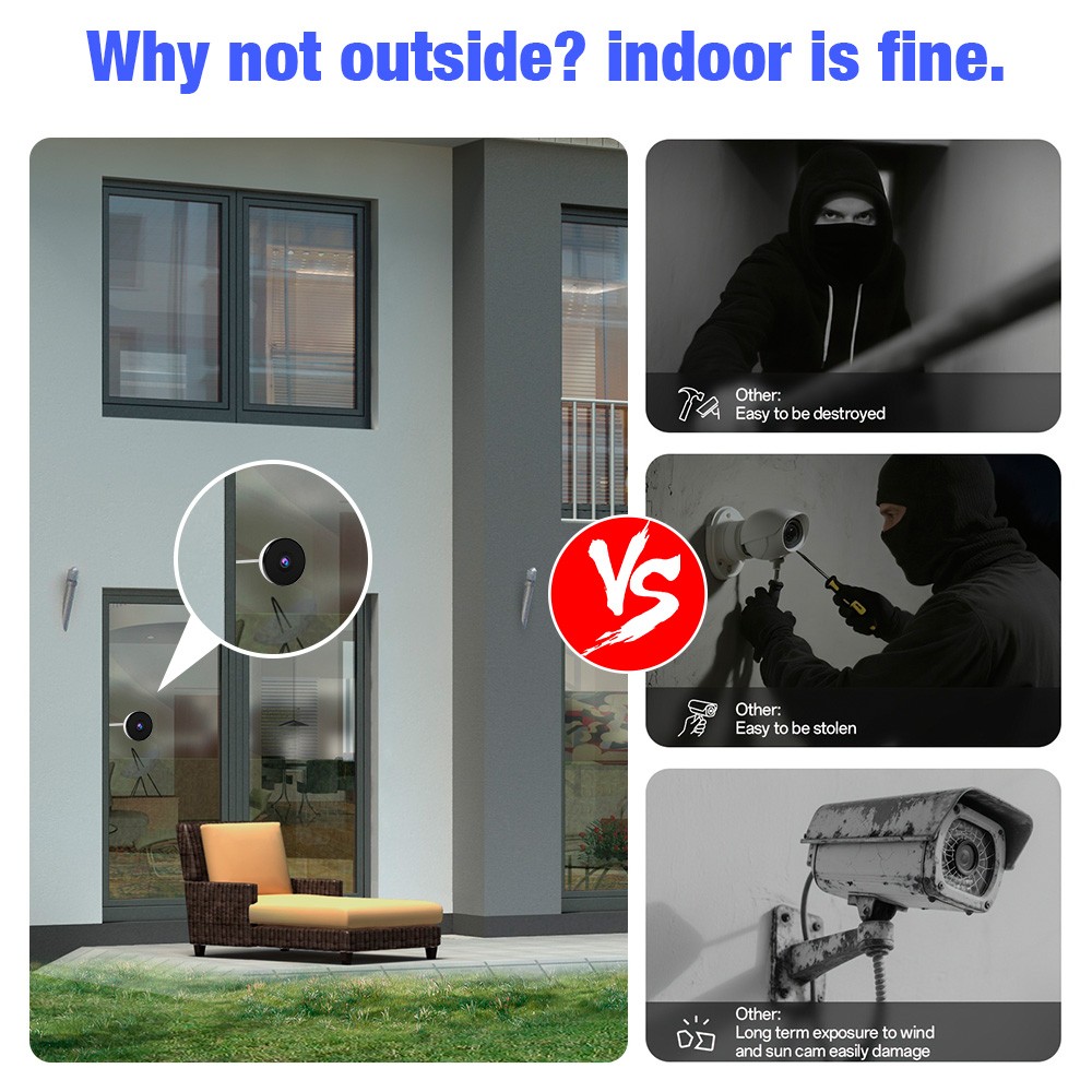 2.4G WIFI Window Camera 2K Indoor Cameras for Home Security Easy & Quick Install