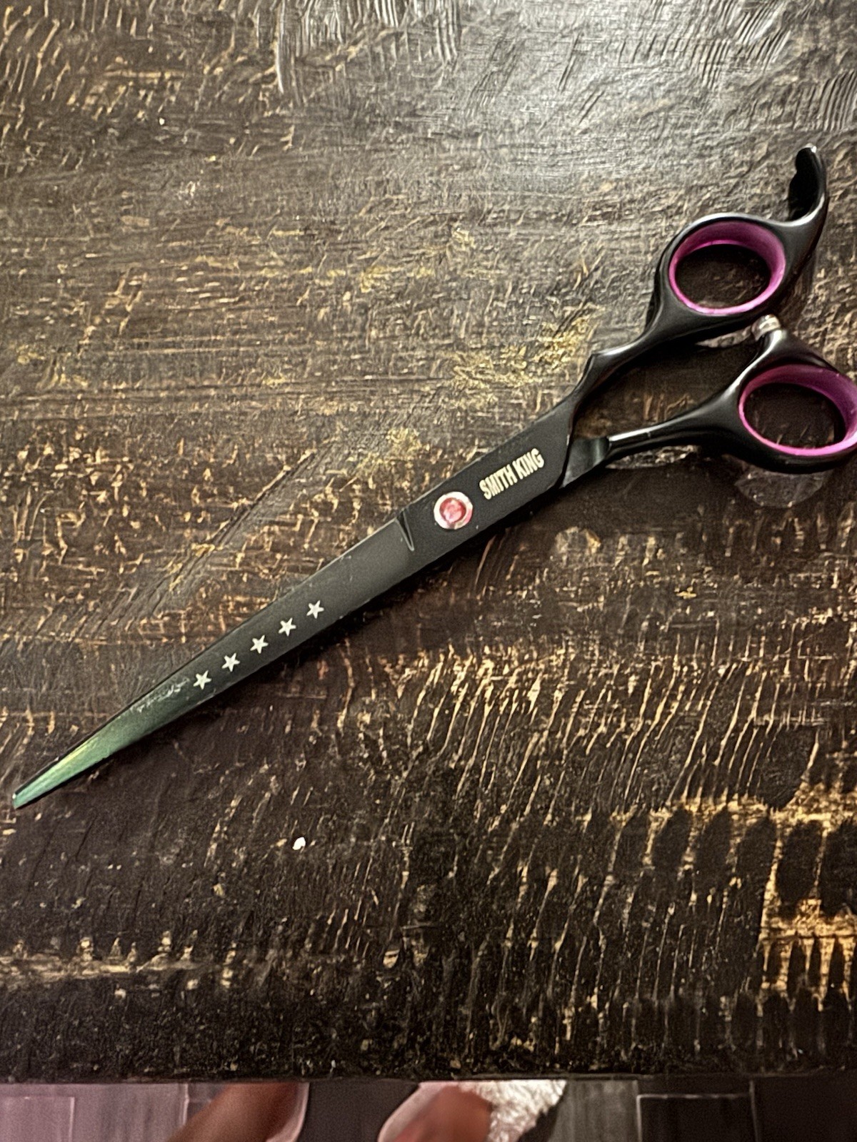 Smith King SK01-70 Styling Scissors Stainless Steel Black Purple Finger Rest