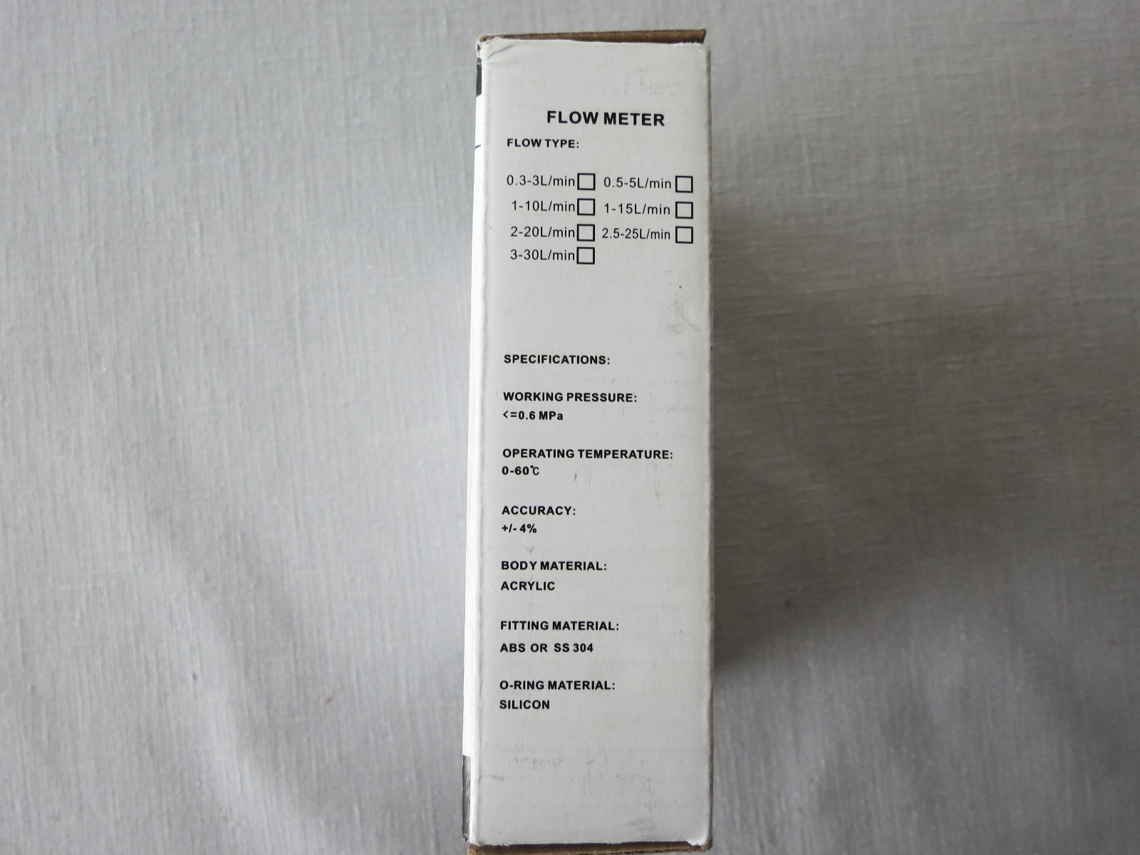 Acrylic Flowmeter 2-20 with Control Valve, New