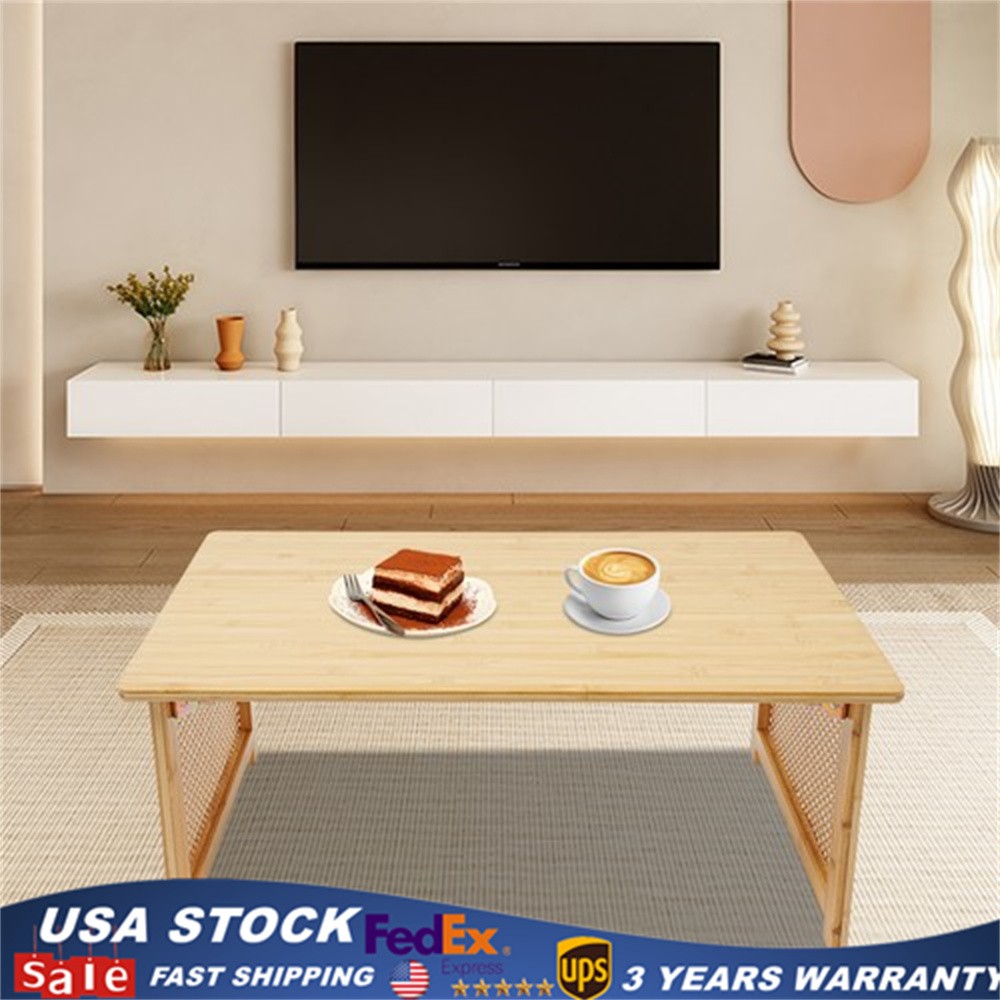 Bamboo Foldable Folding Floor Low Coffee Table for Sitting on The Floor