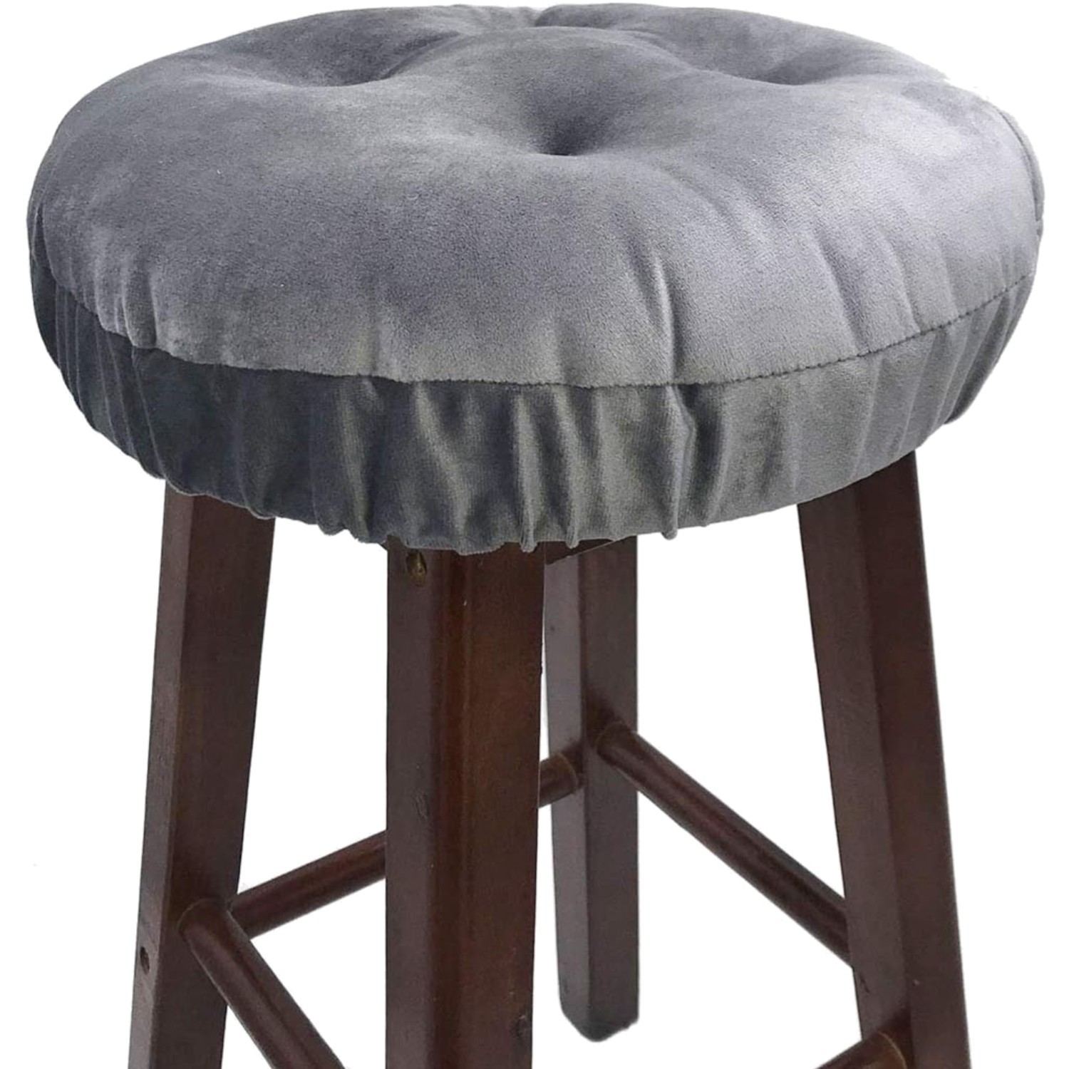 Soft Velvet 12" Round Stool Cushion with Non-Slip Backing - Machine Washable