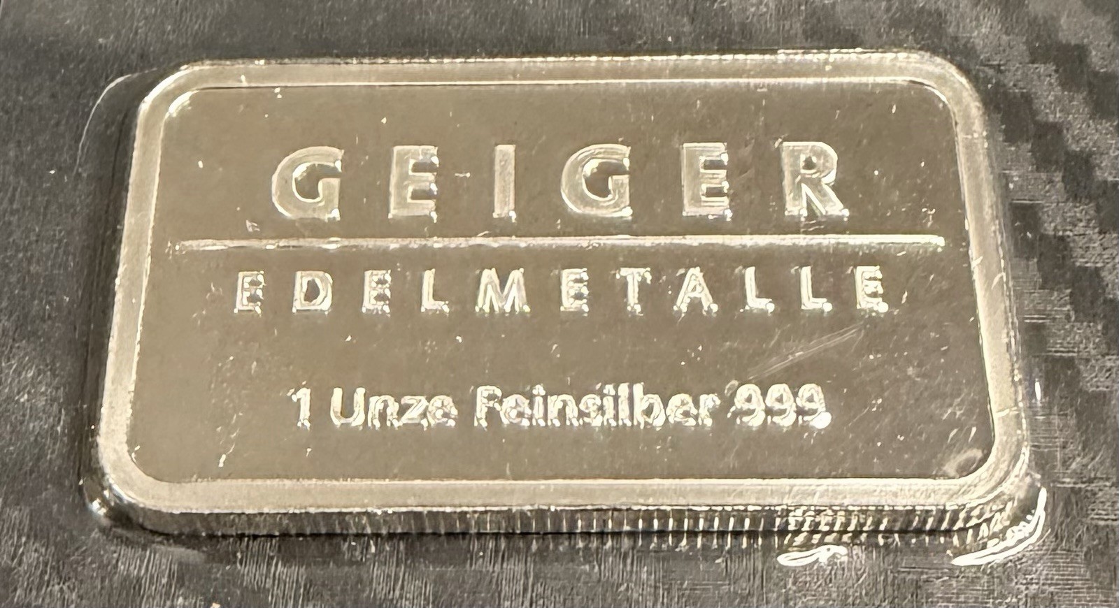 RARE Geiger Edelmetalle 1 Troy Ounce .999 Fine Silver Bar
