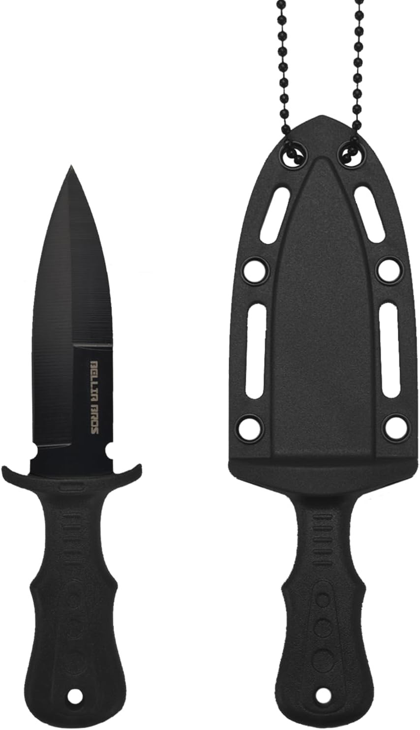 Neck Knife 4.72in Fixed Blade EDC Sheath Camping Black
