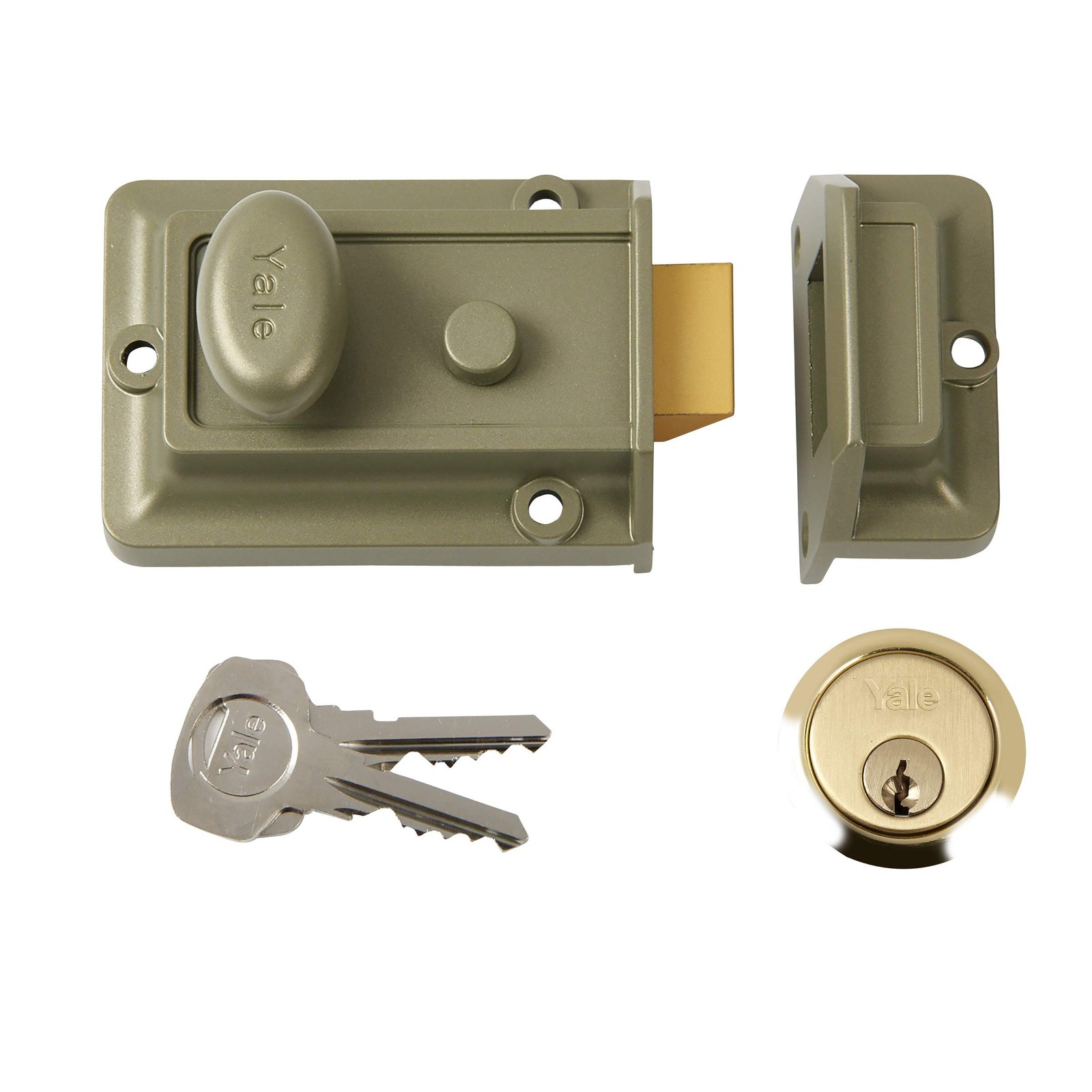 Yale P-77-ENB-PB-60 - Traditional Nightlatch - 60mm - Electro Nickel Brass Fi...