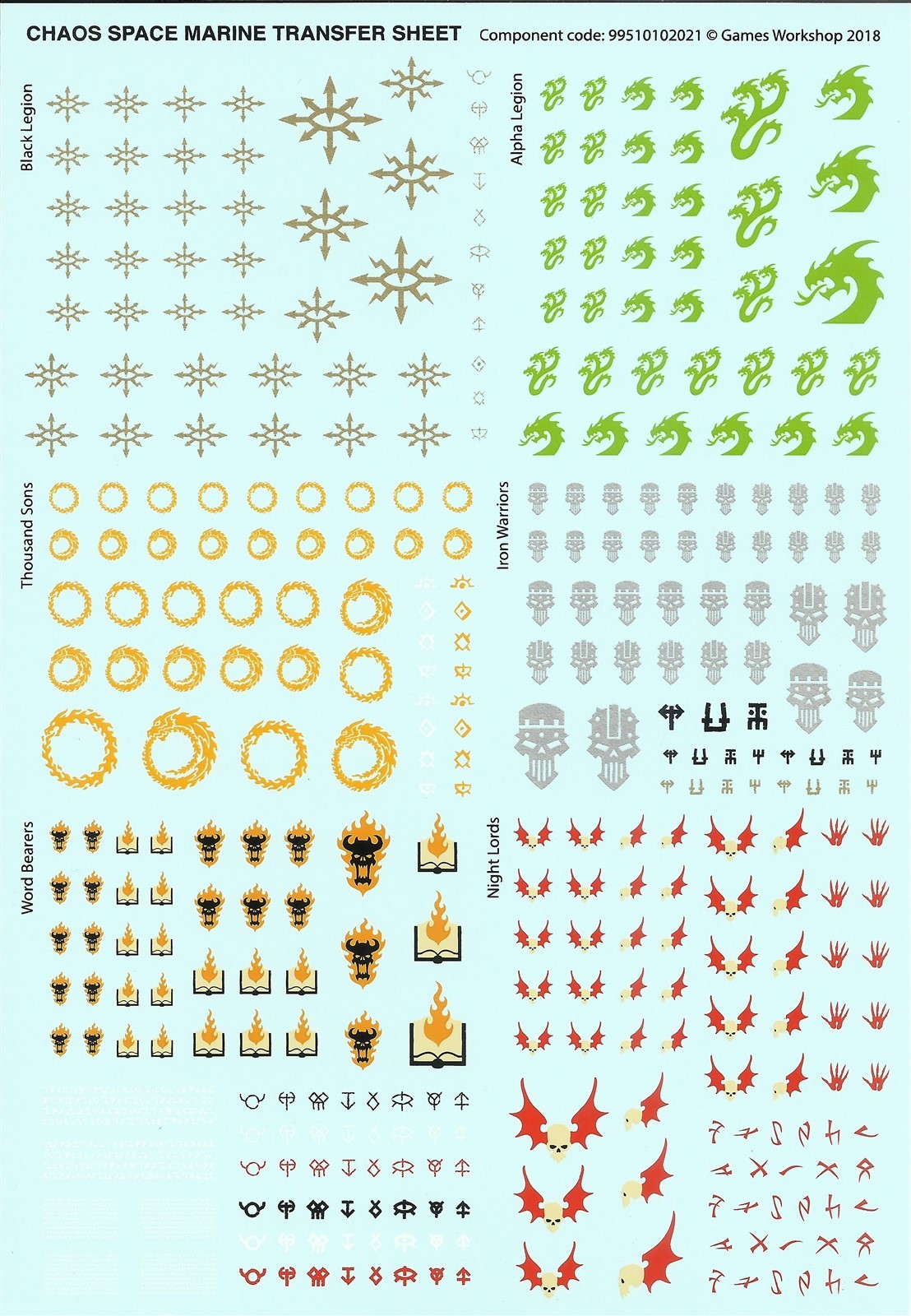 40K Thousand Sons Exalted Sorcerers Transfers Decal Sheet 1 Sheet 2018 ver.