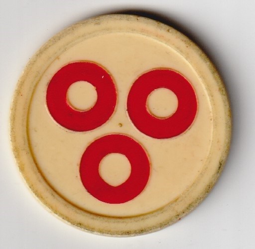 Vintage Aurora Red Dots Plastic Token Toy Chip Off White LOOK RARE